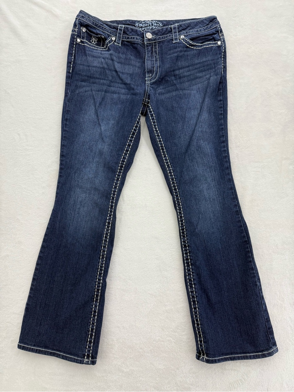Paisley Sky bootcut jeans size 14 embroidered rhinestone western Y2K